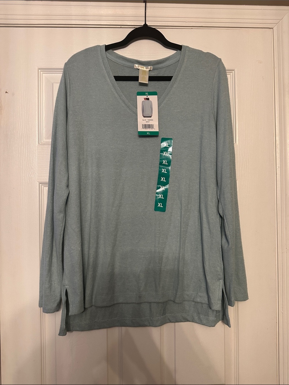 Matty M Pale Blue V-Neck Long Sleeve Top